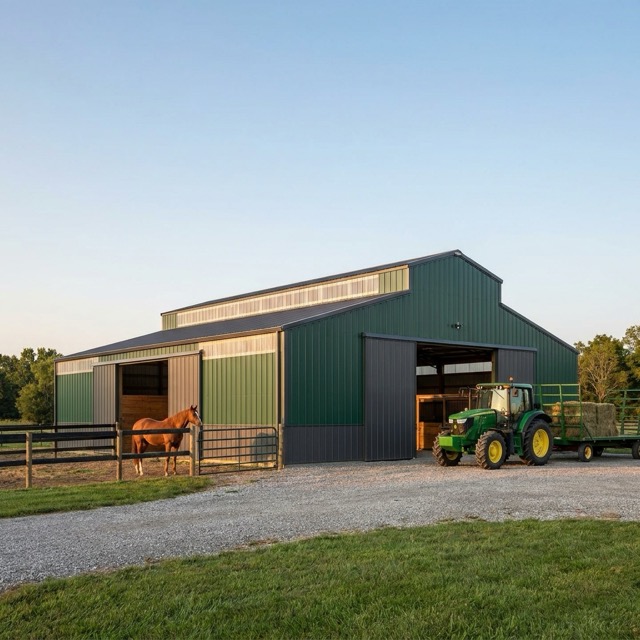 pre-engineered steel barn Michigan - horse and equipment use