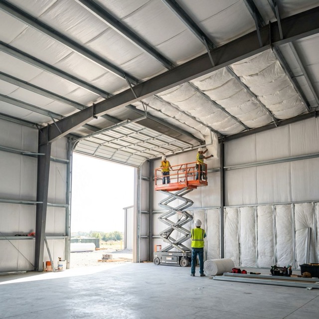 metal building insulation Michigan - vinyl backed fiberglass install