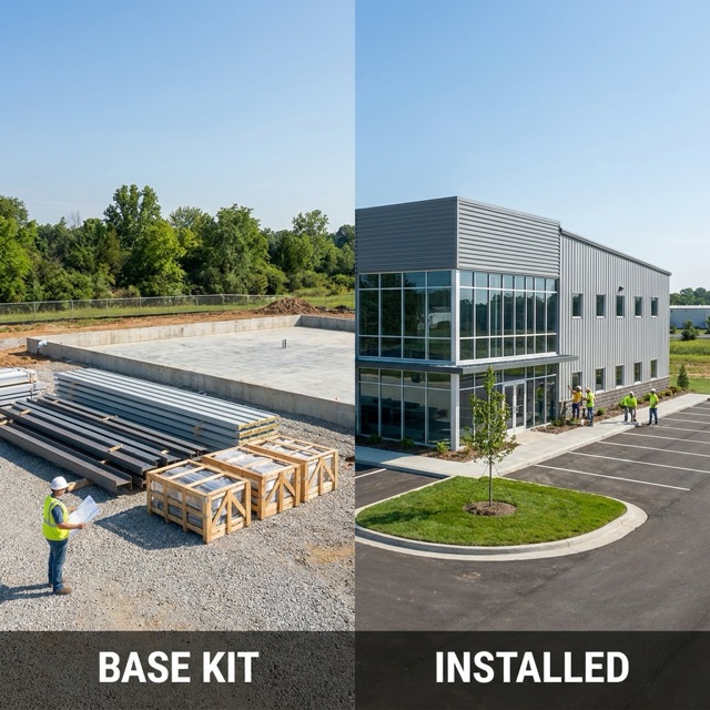 steel building cost breakdown Michigan - base kit vs installed pricing