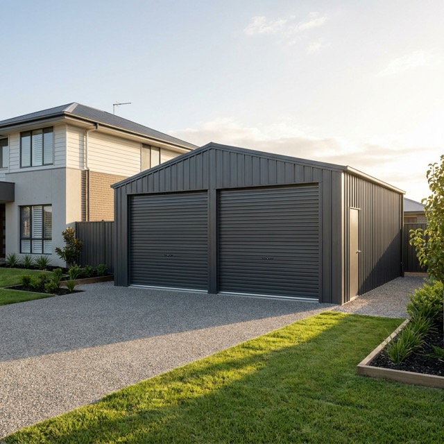 steel garage installation Michigan - completed project